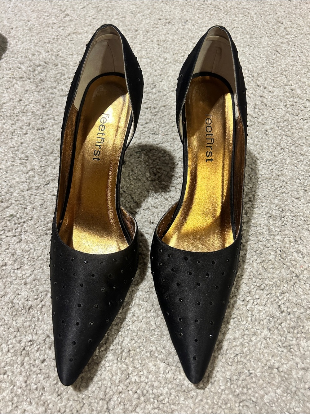 Women's Black Pointed Toe Low Heel Dress Pumps - Picture 4 of 6